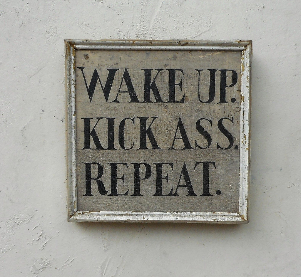 Wake Up Kick Ass Repeat Small Americana Art - Available in Multiple Colors