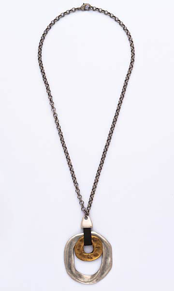 Two Toned Open Circle Necklace