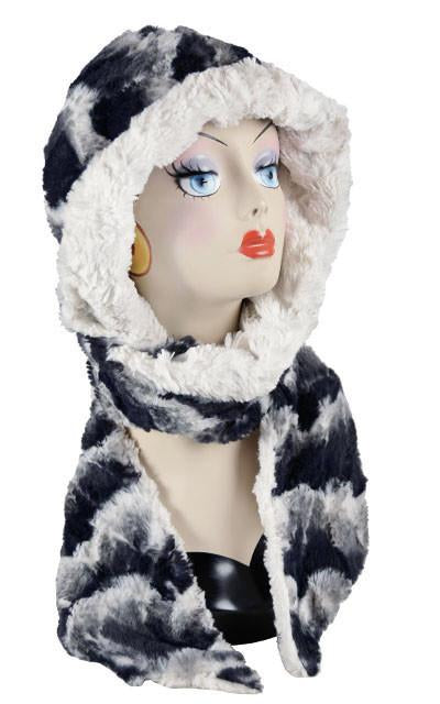 Ocean Mist with Cuddly Ivory Luxury Faux Fur Hoody Scarf