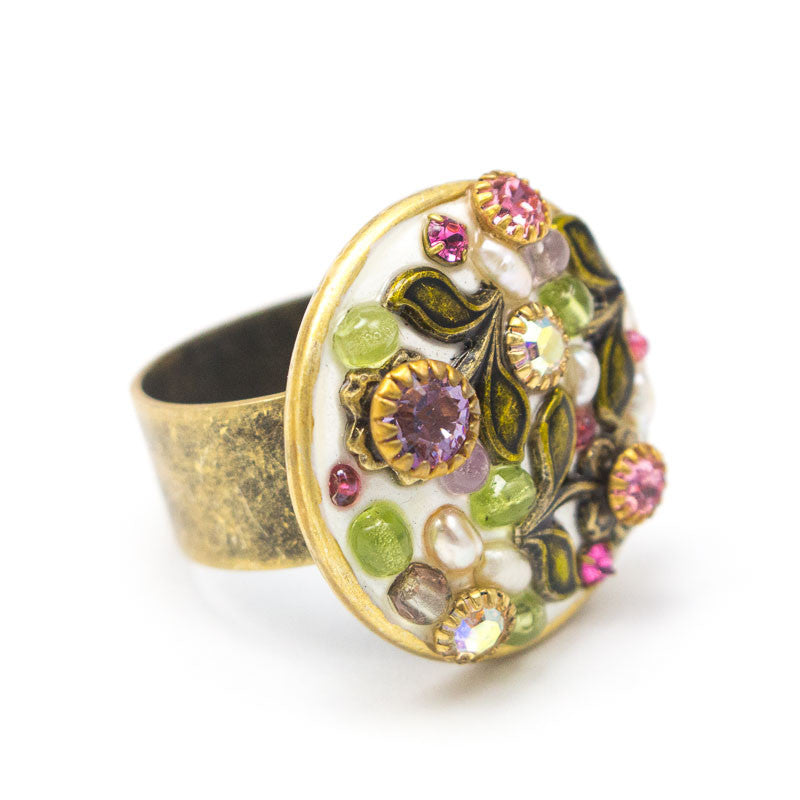 White Flower Large Round Ring by Michal Golan