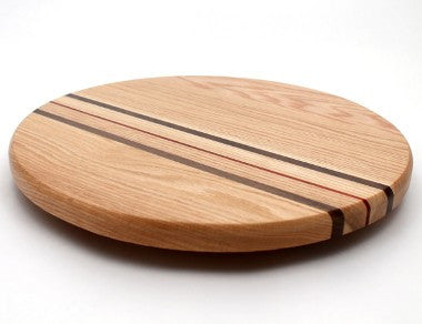 Lazy Susan with Stripes in Oak - Size 14"