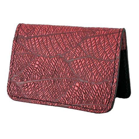 Leather Card Holder - Fallen Leaves in Red