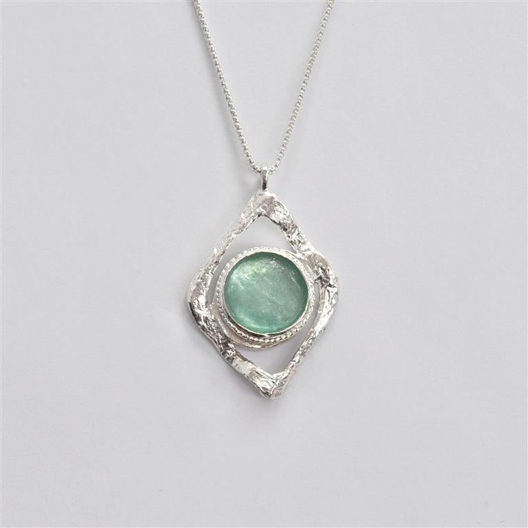 Diamond Shape Washed Roman Glass Necklace
