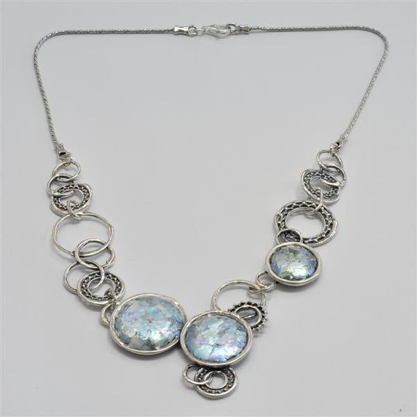 Intertwined Circles Roman Glass Necklace