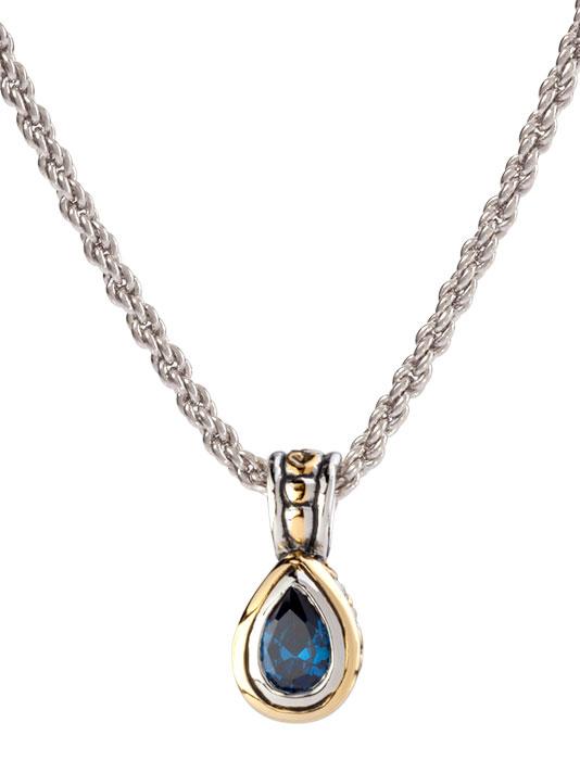 Beijos 9x6mm Cubic Zirconia Pear Bezel Set Pendant Necklace by John Medeiros