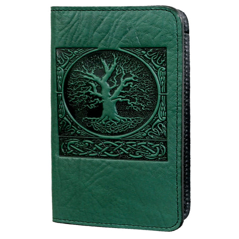 Leather Card Holder - World Tree in Green