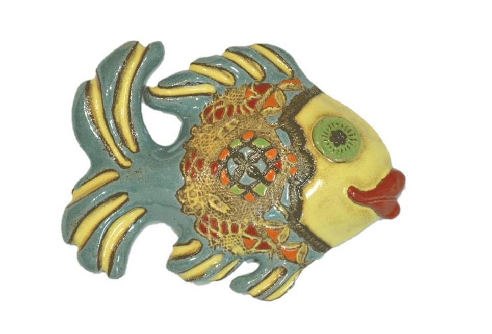 Freesia in Yellow Ceramic Wall Art by Laurie Pollpeter