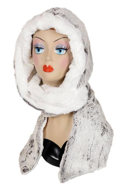 Khaki with Cuddly Ivory Luxury Faux Fur Hoody Scarf