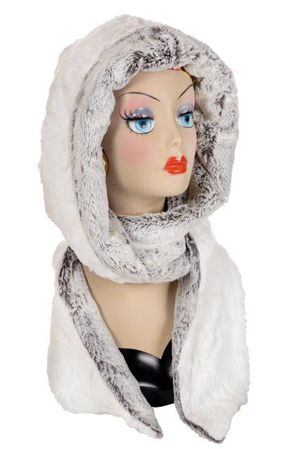 Khaki with Cuddly Ivory Luxury Faux Fur Hoody Scarf