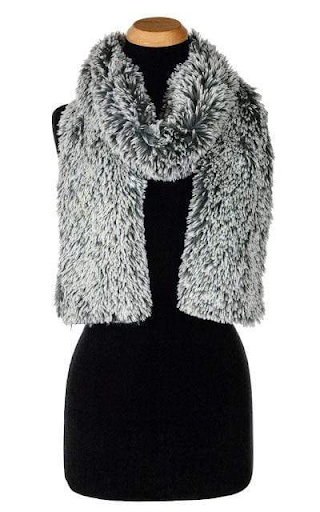 Silver Tipped Fox in Blue Steel Luxury Faux Fur Scarf