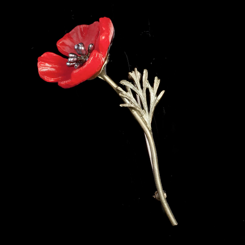 Red Poppy Brooch By Michael Michaud
