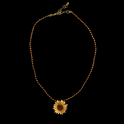 Sunflower Small Brown Pearl 16 Inch Adjustable Pendant Necklace by Michael Michaud