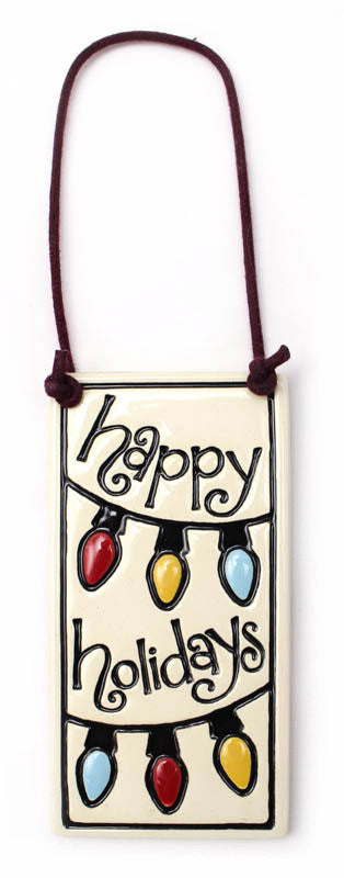 Happy Holidays Wine Tag Ceramic Tile