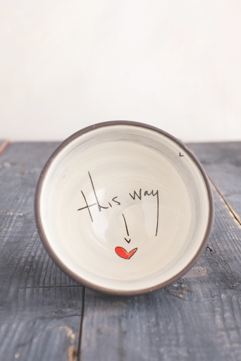 This Way Hand Painted Ceramic Small Bowl