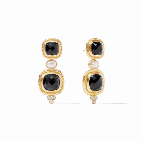 Tudor Statement Earrings in Obsidian Black by Julie Vos