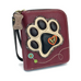 Ivory Paw Print Zip-Around Wallet in Maroon
