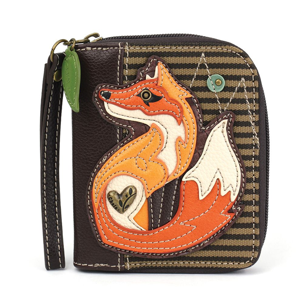 Fox A Zip-Around Wallet in Olive Stripe