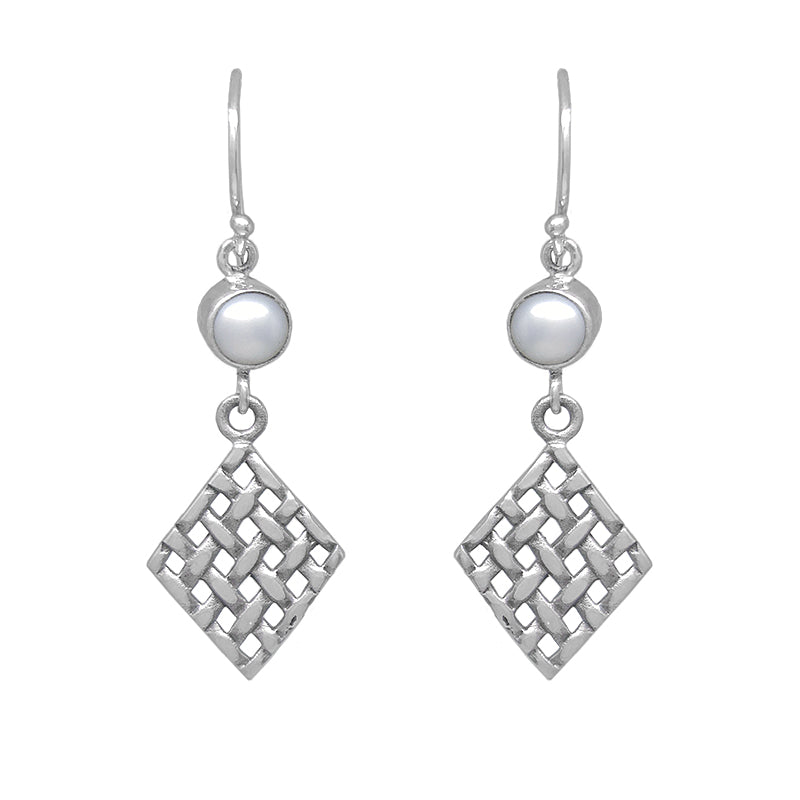 Sterling Silver Woven Pearl Earrings