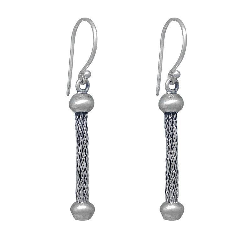 Sterling Silver Woven Chain Dangle Earrings