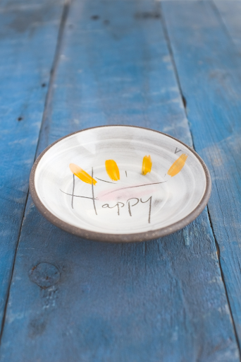 Happy Hand Painted Ceramic Mini Bowl