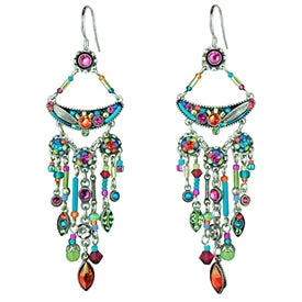 Multi Color Botanical Cascade Chandelier Earrings by Firefly Jewelry