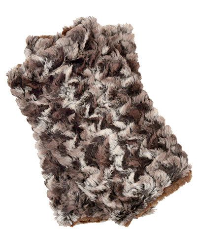 Calico with Cuddly Sand Luxury Faux Fur Fingerless Gloves