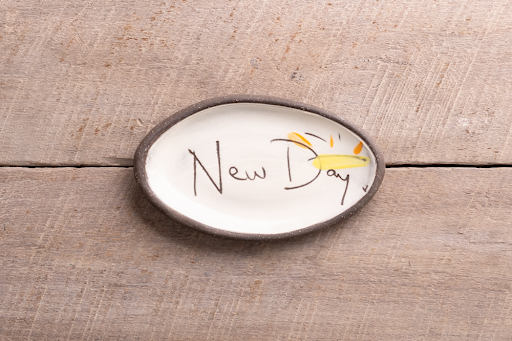 New Day Hand Painted Ceramic Mini Oval