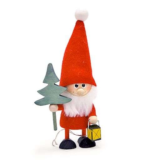 Christmas Elf with Lantern And Pine Tree Handcrafted Wooden Ornament