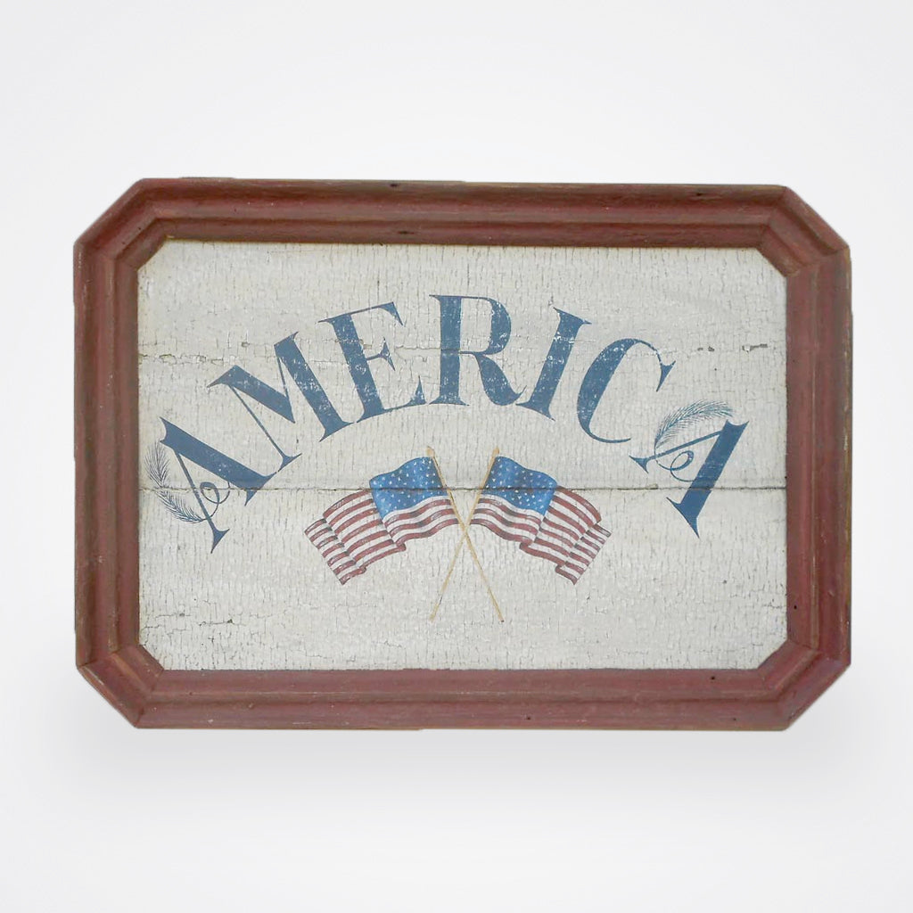 America (X) with Crossed Flags Americana Art