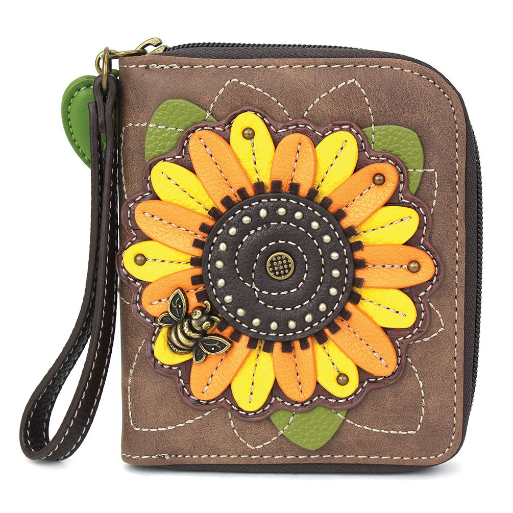 Sunflower Zip-Around Wallet in Brown