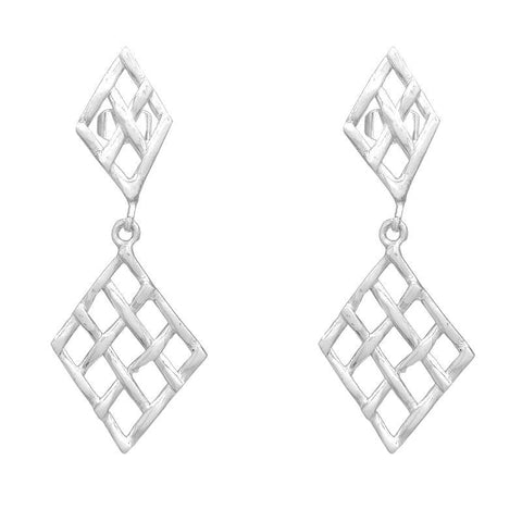 Sterling Silver Woven Post and Dangle Earrings