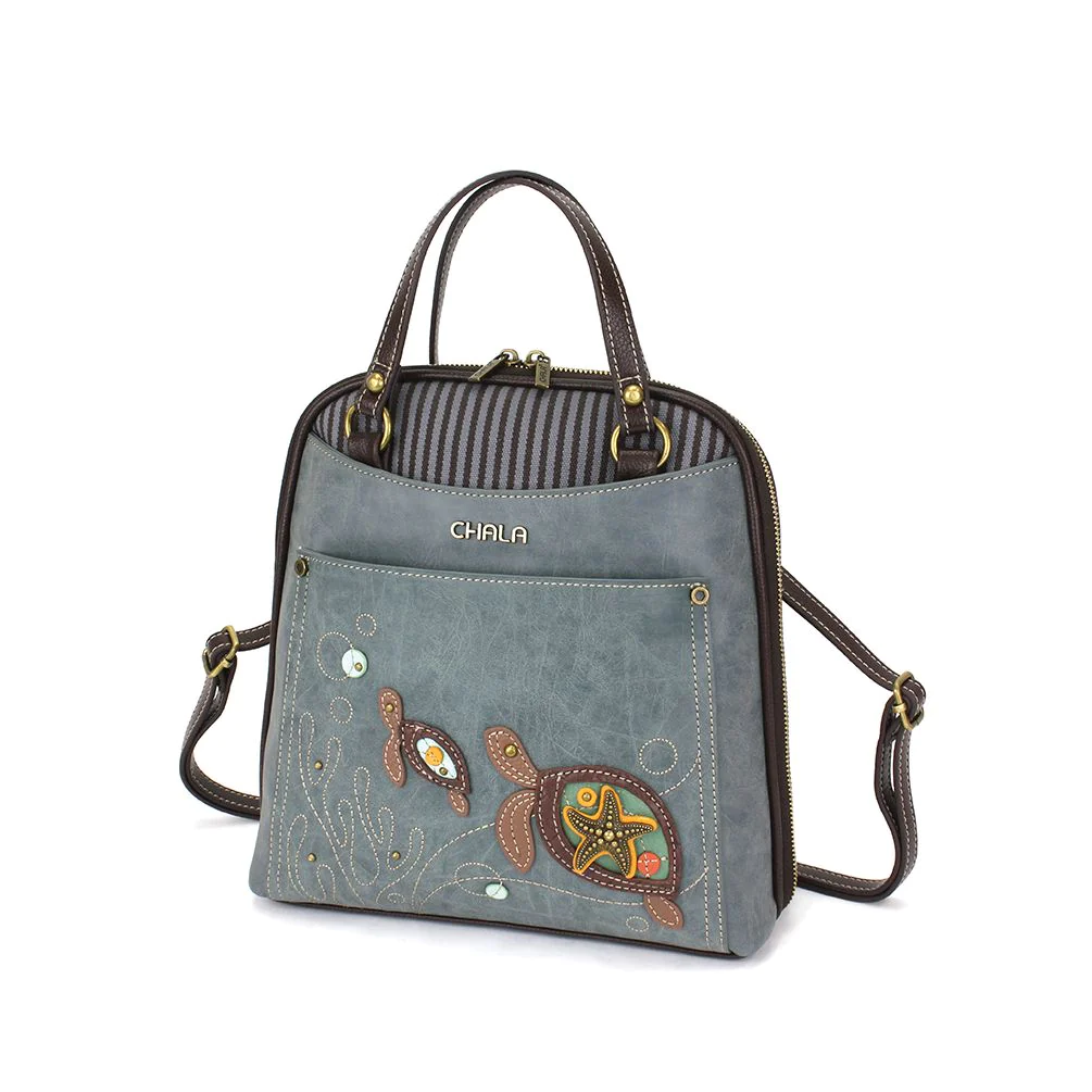 Turtle Convertible Backpack Purse in Indigo