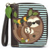 Sloth Family Zip-Around Wallet in Blue Stripe