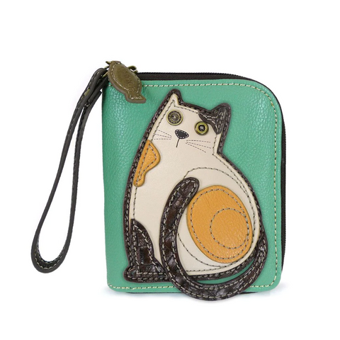 LaZzy Cat Zip-Around Wallet in Teal