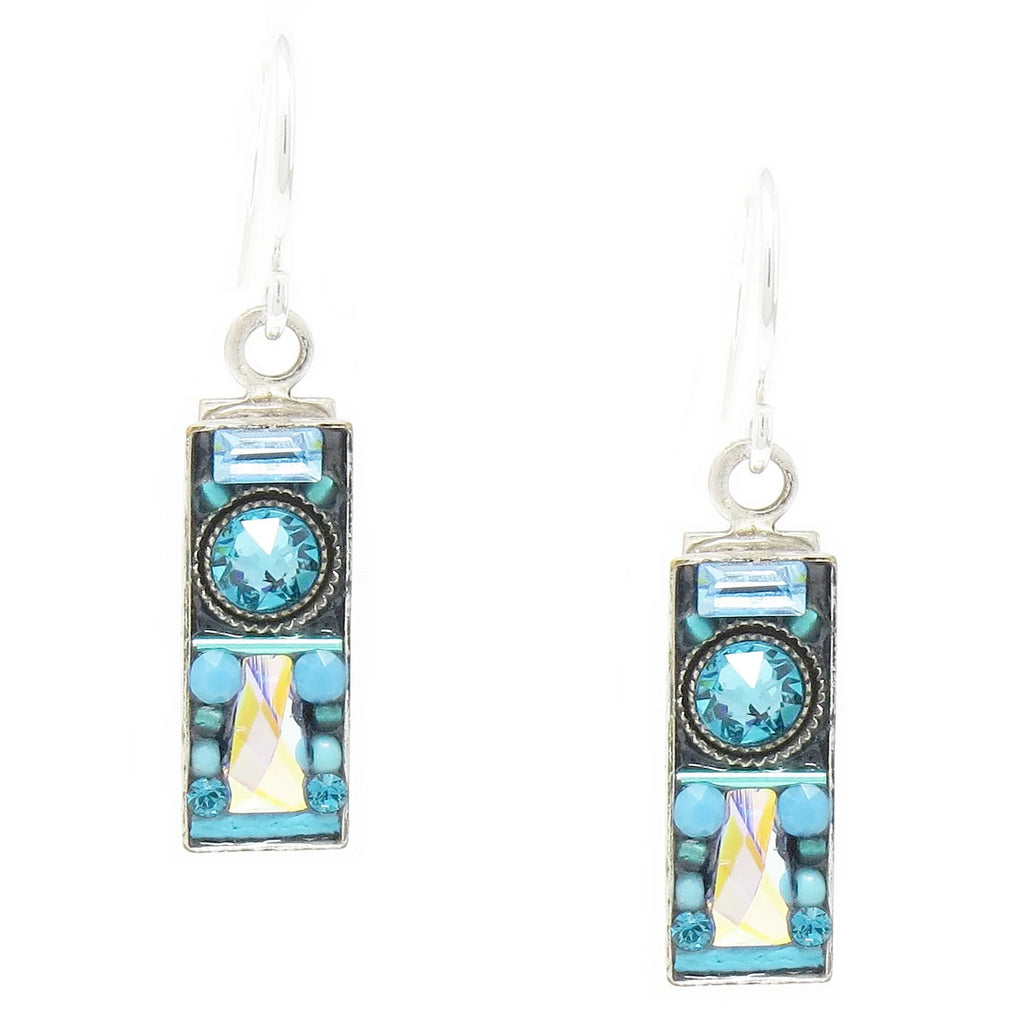 Turquoise Architectural Rectangle Earrings by Firefly Jewelry