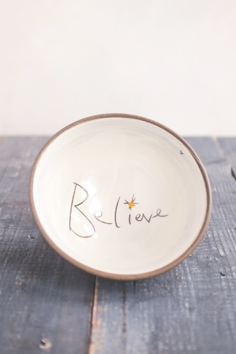 Believe Hand Painted Ceramic Small Bowl