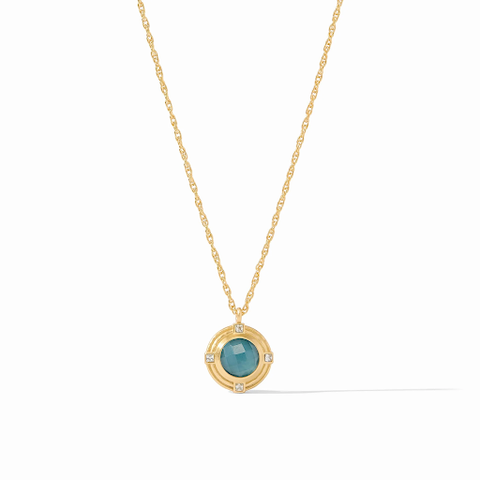 Astor Solitaire Necklace in Iridescent Peacock Blue by Julie Vos