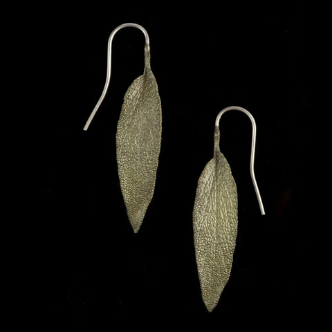 Sage Leaf Wire Earrings by Michael Michaud