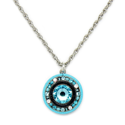 Turquoise La Dolce Vita Round Pendant Necklace by Firefly Jewelry