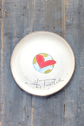 In This Together Hand Painted Ceramic Large Round Plate