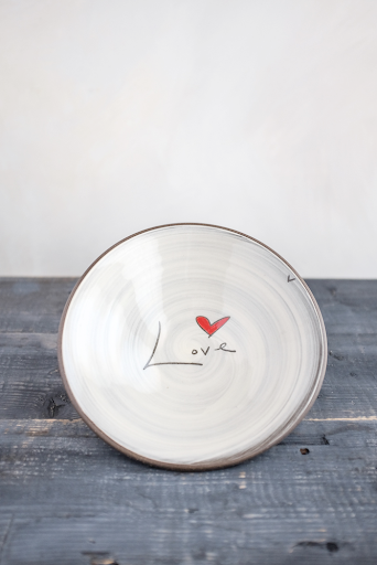 Love - Word Hand Painted Ceramic Pasta Bowl