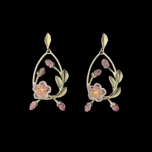 Peach Blossom Oval Drop Earrings by Michael Michaud