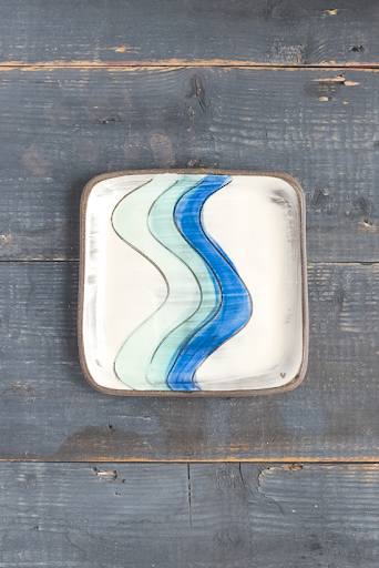 Love the River Hand Painted Ceramic Small Square Plate