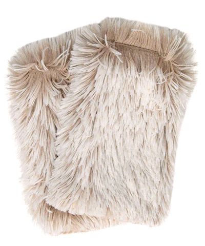 Foxy Beach with Cuddly Fur in Sand Luxury Faux Fur Fingerless Gloves