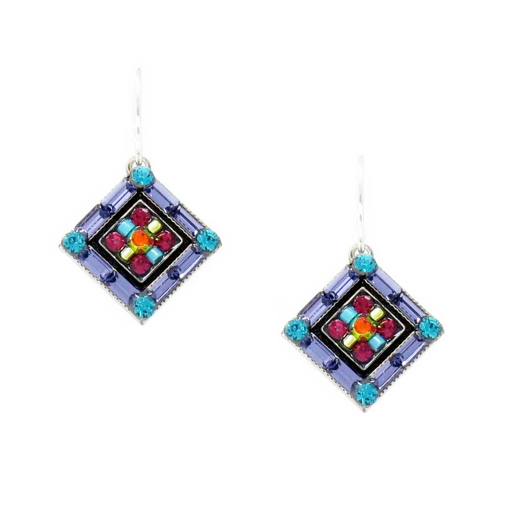 Multi Color La Dolce Vita Crystal Diagonal Earrings by Firefly Jewelry