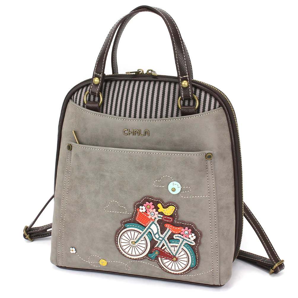 Bicycle Convertible Backpack Purse in Gray