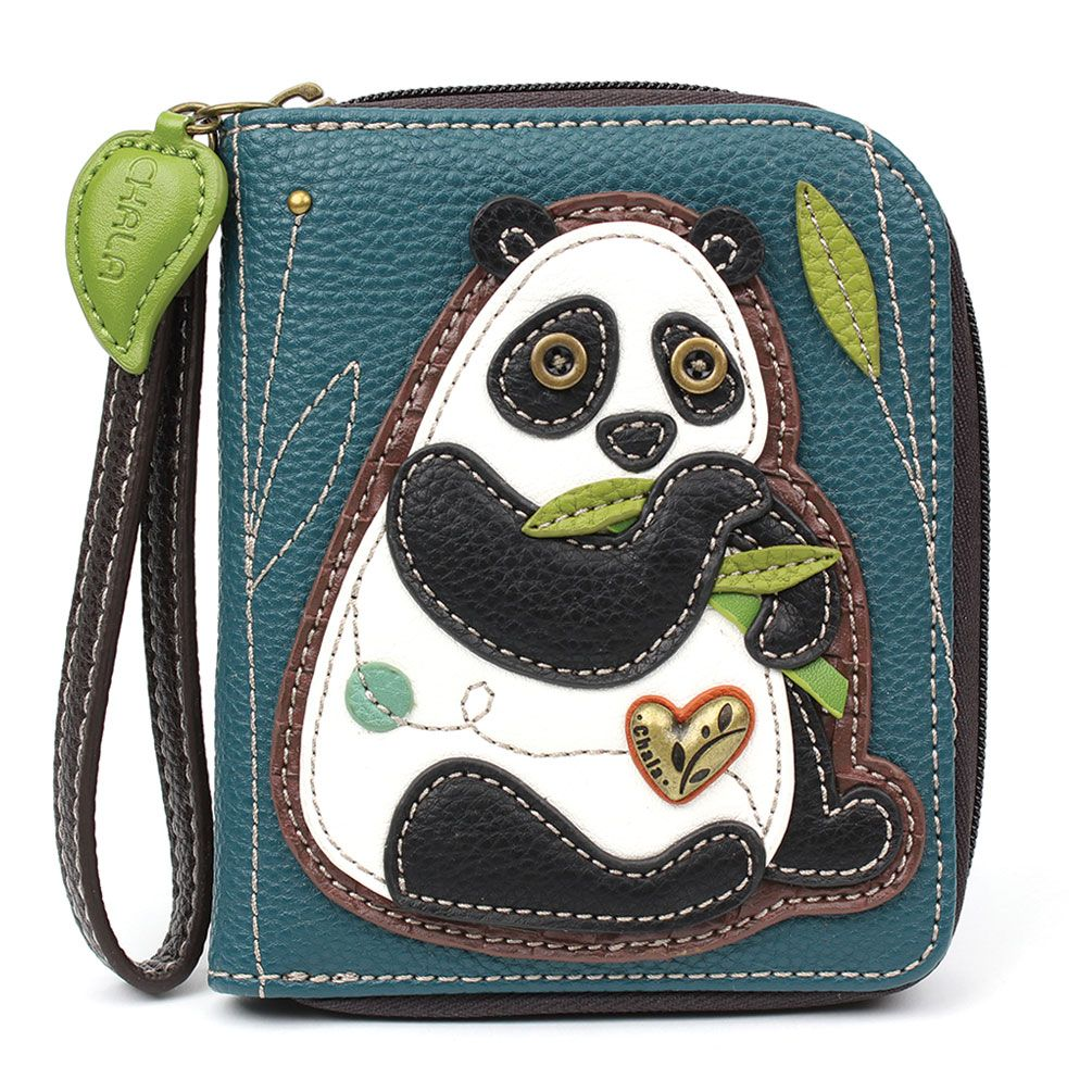 New Panda Zip-Around Wallet in Turquoise