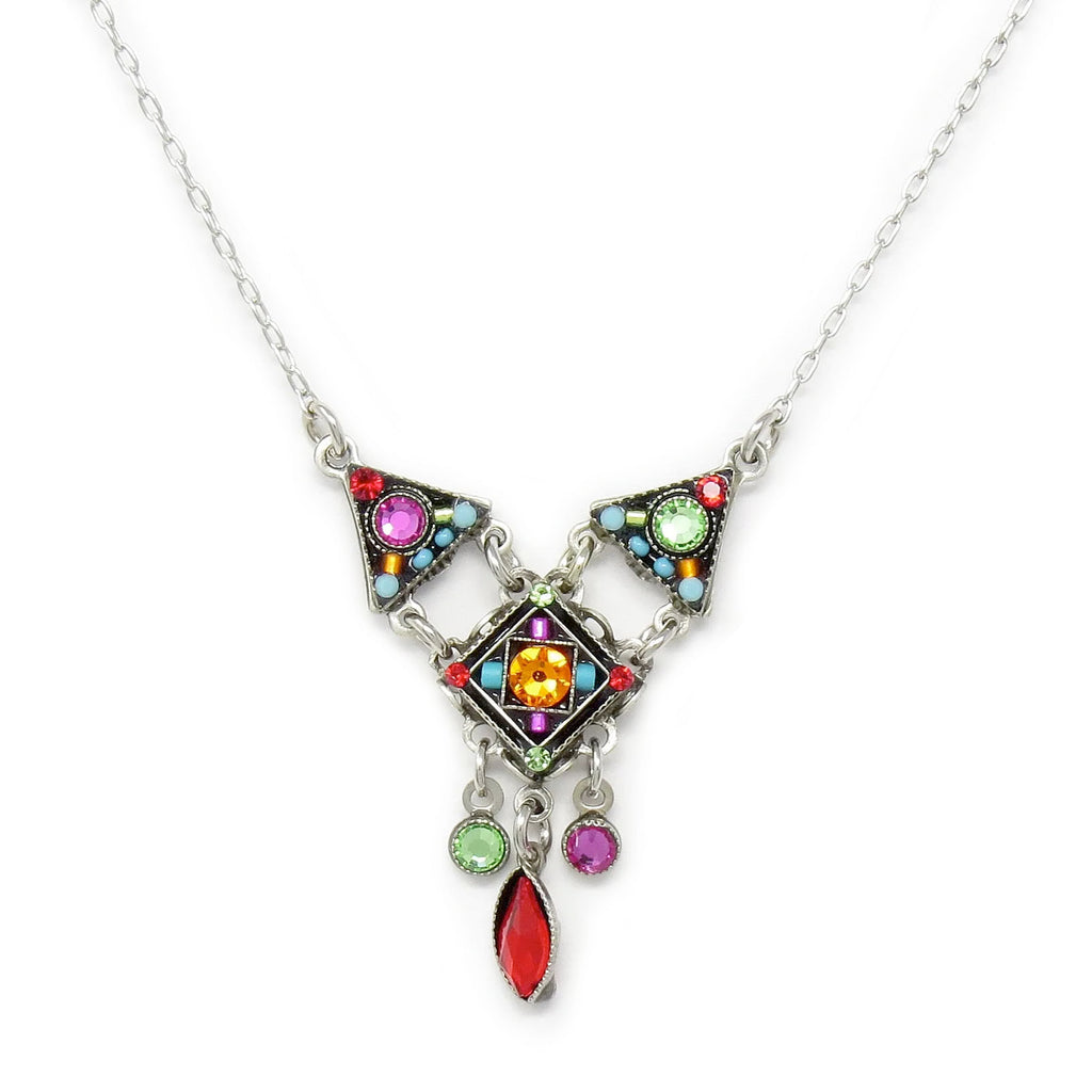 Multi Color Checkerboard Necklace by Firefly Jewelry