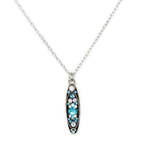 Ice Sparkle Long Oval Pendant Necklace by Firefly Jewelry