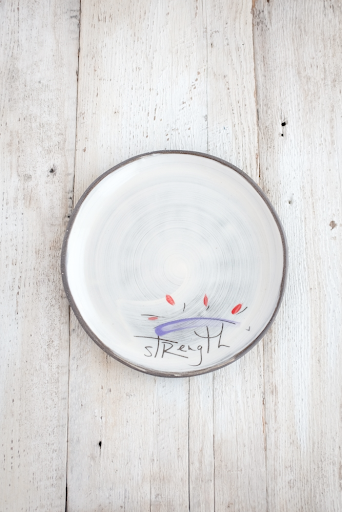 Strength Hand Painted Ceramic Large Round Plate
